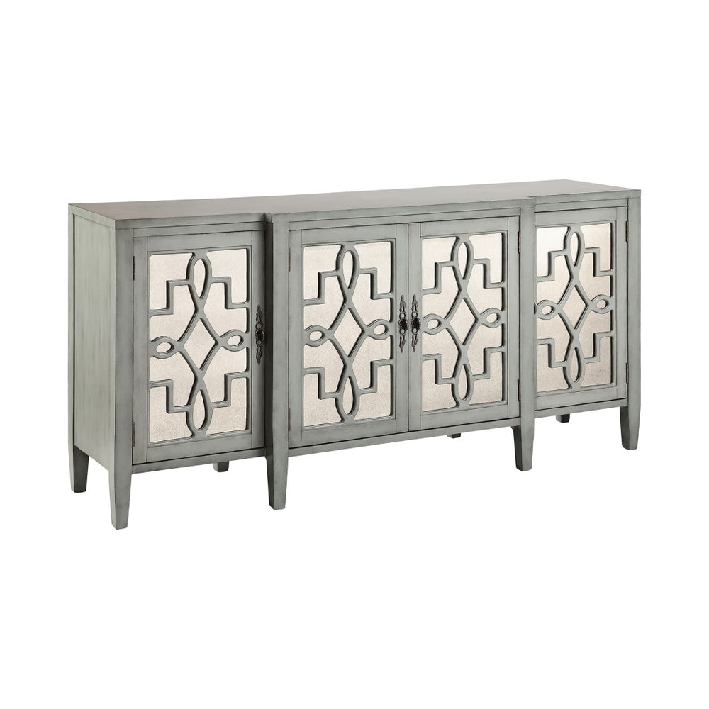 Atlas Lawrence Credenza - Elegant Breakfront with Antique Mirror Panels for Stylish Storage & Display Blue Gray ST11051-01