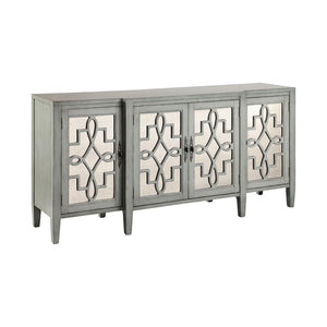 Atlas Lawrence Credenza - Elegant Breakfront with Antique Mirror Panels for Stylish Storage & Display Blue Gray ST11051-01