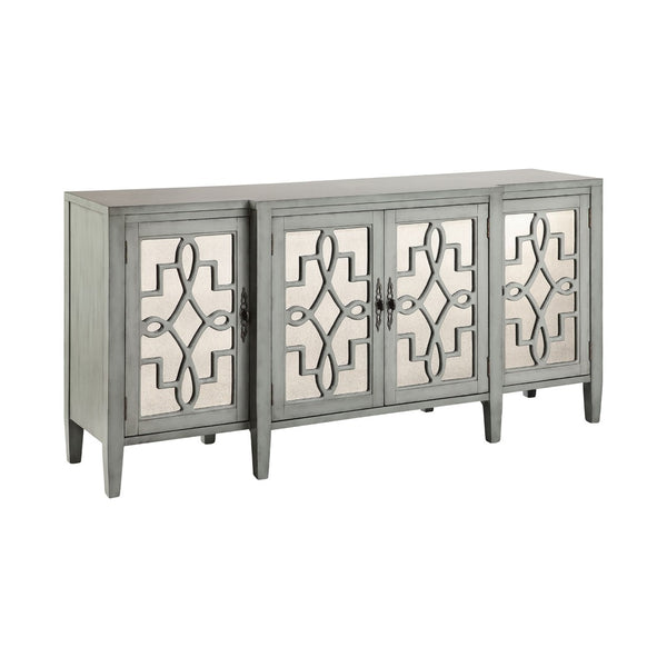 Atlas Lawrence Credenza - Elegant Breakfront with Antique Mirror Panels for Stylish Storage & Display Blue Gray ST11051-01