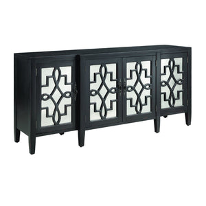 Atlas Lawrence Credenza - Elegant Breakfront with Antique Mirror Panels for Stylish Storage & Display Black ST11051-02