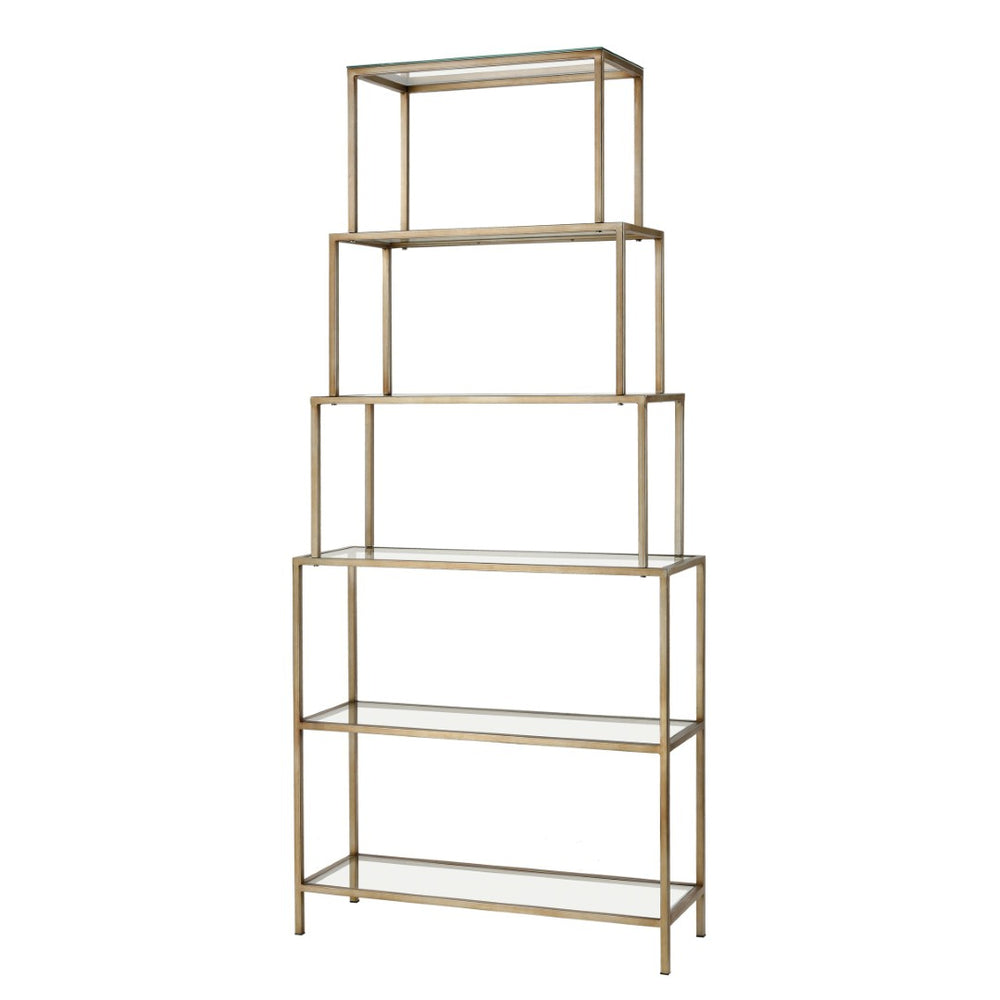 Atlas Louisville Bookcase - Chic Etagere-Style Shelving Unit with Gold Frame & Glass Shelves for Modern Spaces ST11054-01