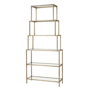 Atlas Louisville Bookcase - Chic Etagere-Style Shelving Unit with Gold Frame & Glass Shelves for Modern Spaces ST11054-01