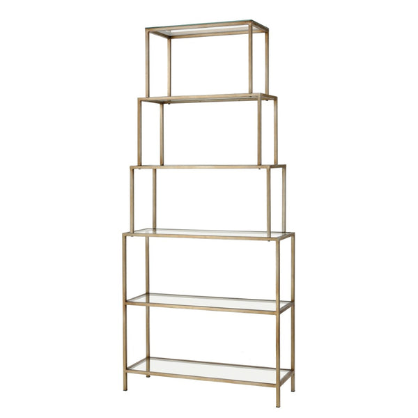 Atlas Louisville Bookcase - Chic Etagere-Style Shelving Unit with Gold Frame & Glass Shelves for Modern Spaces ST11054-01