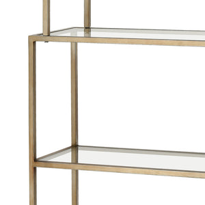 Atlas Louisville Bookcase - Chic Etagere-Style Shelving Unit with Gold Frame & Glass Shelves for Modern Spaces ST11054-01