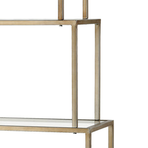 Atlas Louisville Bookcase - Chic Etagere-Style Shelving Unit with Gold Frame & Glass Shelves for Modern Spaces ST11054-01