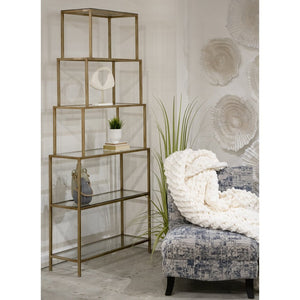 Atlas Louisville Bookcase - Chic Etagere-Style Shelving Unit with Gold Frame & Glass Shelves for Modern Spaces ST11054-01