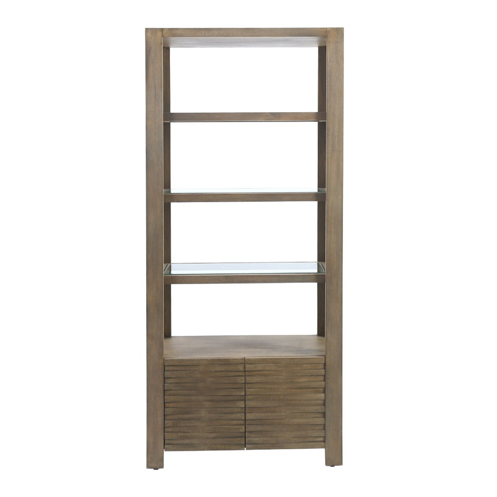Atlas Markham Bookshelf - Timeless Solid Wood Design with Glass Shelves & Hidden Storage for Any Space ST11058-01
