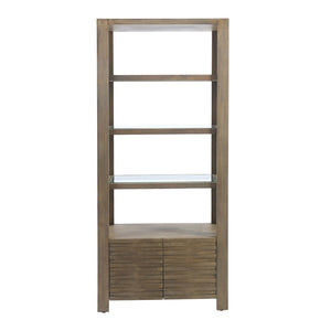 Atlas Markham Bookshelf - Timeless Solid Wood Design with Glass Shelves & Hidden Storage for Any Space ST11058-01