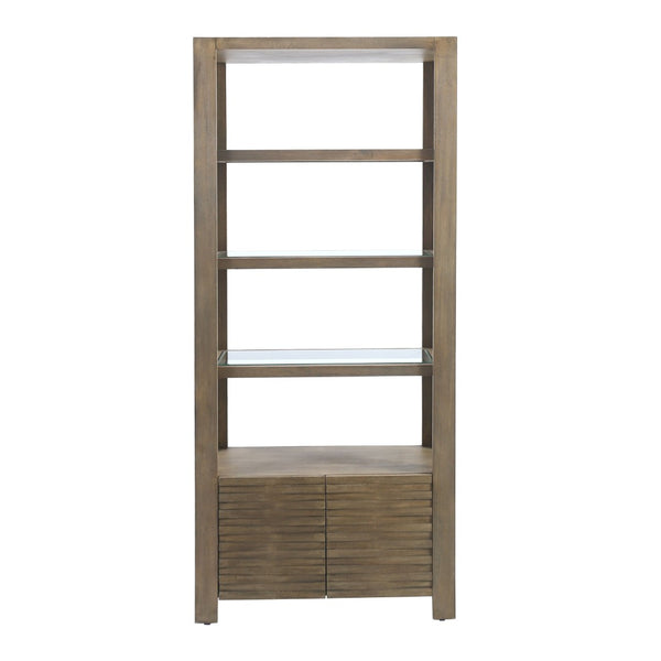 Atlas Markham Bookshelf - Timeless Solid Wood Design with Glass Shelves & Hidden Storage for Any Space ST11058-01