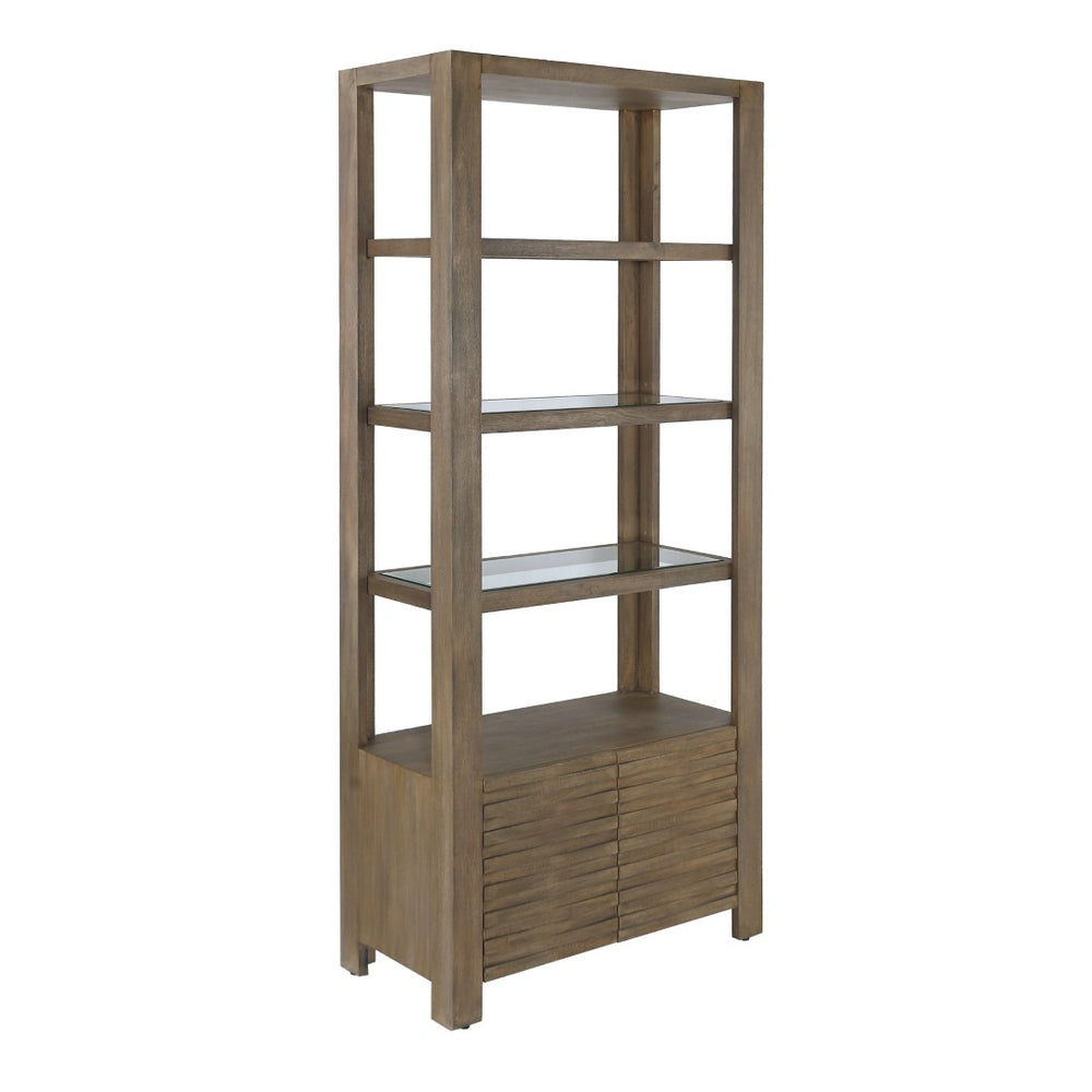 Atlas Markham Bookshelf - Timeless Solid Wood Design with Glass Shelves & Hidden Storage for Any Space ST11058-01