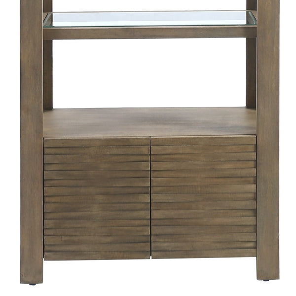 Atlas Markham Bookshelf - Timeless Solid Wood Design with Glass Shelves & Hidden Storage for Any Space ST11058-01