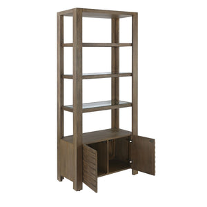 Atlas Markham Bookshelf - Timeless Solid Wood Design with Glass Shelves & Hidden Storage for Any Space ST11058-01