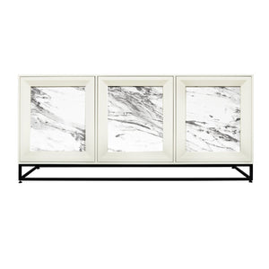 Atlas Matthews Credenza – Modern Three-Door Storage Cabinet with Marble Inserts & Hidden Hardware Design ST11059-01