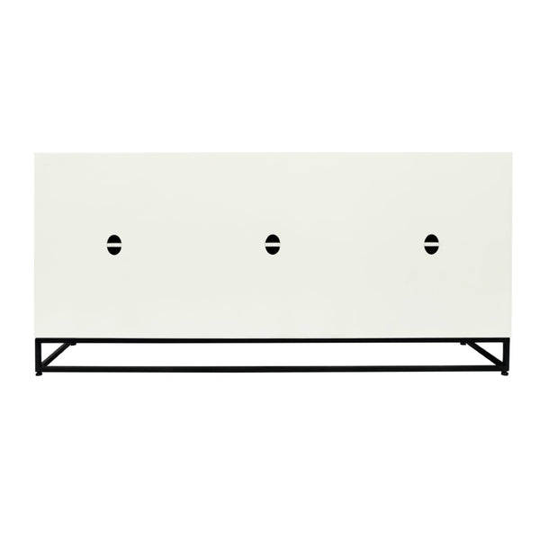 Atlas Matthews Credenza – Modern Three-Door Storage Cabinet with Marble Inserts & Hidden Hardware Design ST11059-01