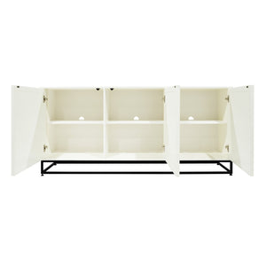 Atlas Matthews Credenza – Modern Three-Door Storage Cabinet with Marble Inserts & Hidden Hardware Design ST11059-01