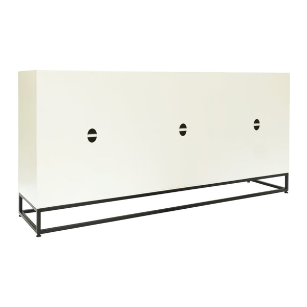 Atlas Matthews Credenza – Modern Three-Door Storage Cabinet with Marble Inserts & Hidden Hardware Design ST11059-01