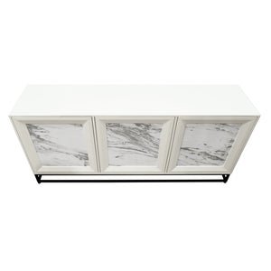 Atlas Matthews Credenza – Modern Three-Door Storage Cabinet with Marble Inserts & Hidden Hardware Design ST11059-01