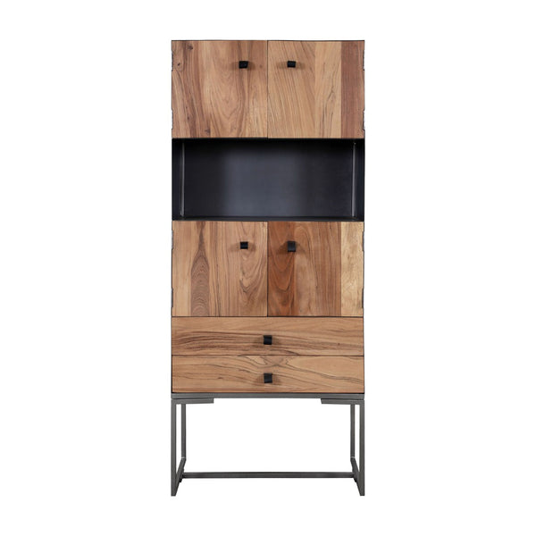 Atlas Ogden Cabinet - Rustic-Modern Storage Solution with Metal Frame and Natural Wood Accents, 71" Tall ST11062-01