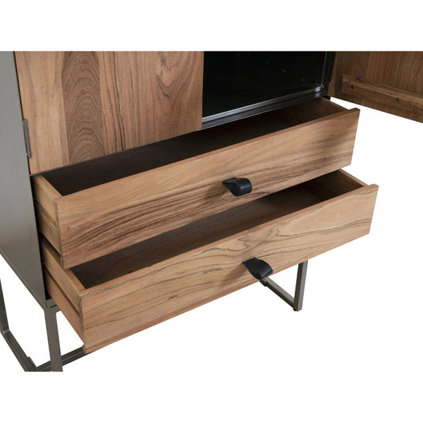 Atlas Ogden Cabinet - Rustic-Modern Storage Solution with Metal Frame and Natural Wood Accents, 71" Tall ST11062-01
