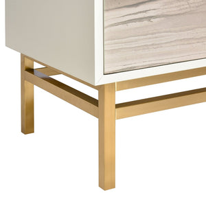 Atlas Reynolds Cabinet - Elegant Two-Door Storage with Adjustable Shelves and Brass-Tone Base for Modern Homes ST11067-01