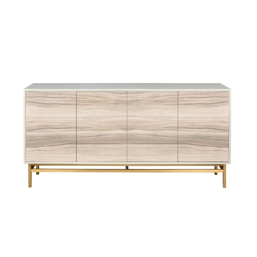 Atlas Reynolds Credenza - Modern Almond Cabinet with Adjustable Shelves & Abstract Art for Stylish Storage ST11068-01