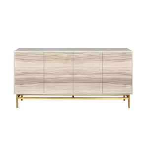 Atlas Reynolds Credenza - Modern Almond Cabinet with Adjustable Shelves & Abstract Art for Stylish Storage ST11068-01