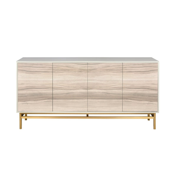 Atlas Reynolds Credenza - Modern Almond Cabinet with Adjustable Shelves & Abstract Art for Stylish Storage ST11068-01