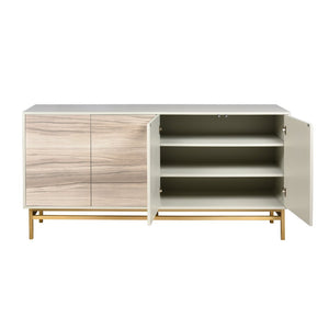 Atlas Reynolds Credenza - Modern Almond Cabinet with Adjustable Shelves & Abstract Art for Stylish Storage ST11068-01