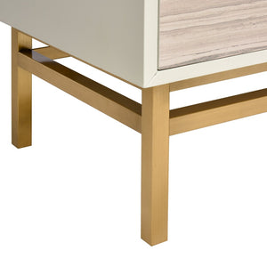 Atlas Reynolds Credenza - Modern Almond Cabinet with Adjustable Shelves & Abstract Art for Stylish Storage ST11068-01