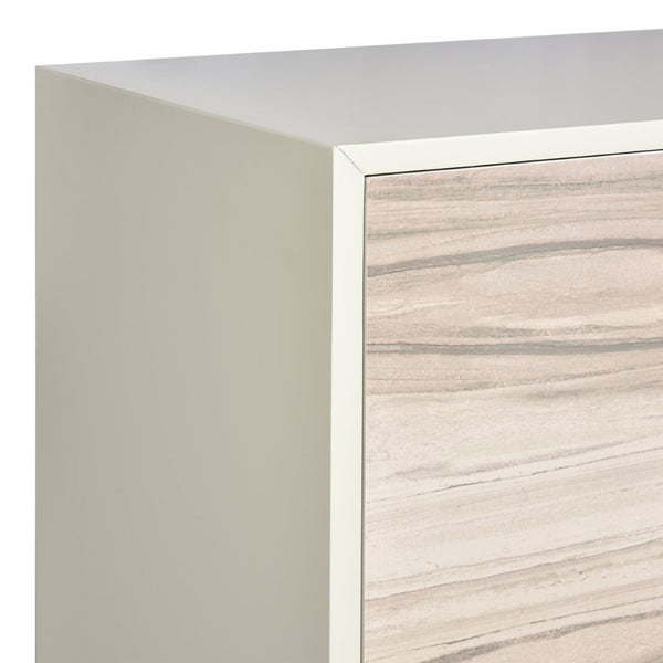 Atlas Reynolds Credenza - Modern Almond Cabinet with Adjustable Shelves & Abstract Art for Stylish Storage ST11068-01