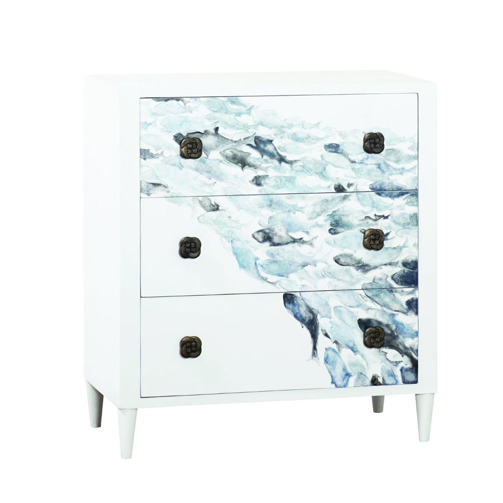 Atlas Schooled 3-Drawer Chest - Hand-Painted Coastal Charm with Nautical Design & Sturdy Wooden Build ST11070-01