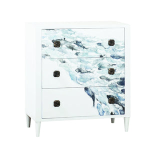 Atlas Schooled 3-Drawer Chest - Hand-Painted Coastal Charm with Nautical Design & Sturdy Wooden Build ST11070-01