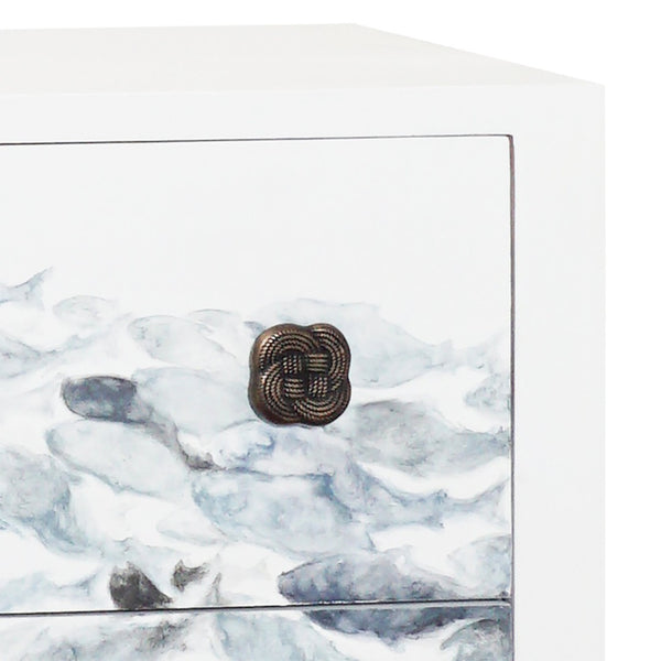 Atlas Schooled 3-Drawer Chest - Hand-Painted Coastal Charm with Nautical Design & Sturdy Wooden Build ST11070-01