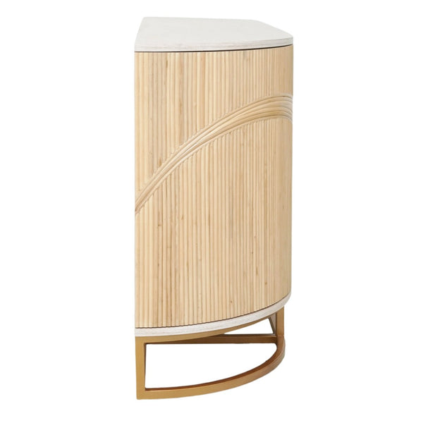 Atlas Sconset Credenza - Elegant Rattan Storage with White Ash Top & Brass Accents for Modern Living Spaces ST11071-01
