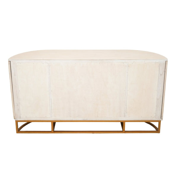Atlas Sconset Credenza - Elegant Rattan Storage with White Ash Top & Brass Accents for Modern Living Spaces ST11071-01