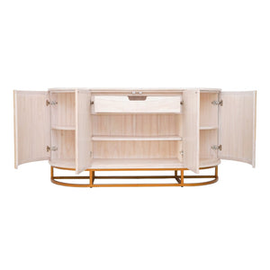 Atlas Sconset Credenza - Elegant Rattan Storage with White Ash Top & Brass Accents for Modern Living Spaces ST11071-01