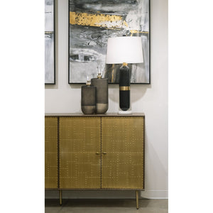 Atlas Sender 4-Door Credenza - Midcentury Modern Storage Solution with Brass Accents for Home & Office ST11073-01