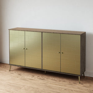 Atlas Sender 4-Door Credenza - Midcentury Modern Storage Solution with Brass Accents for Home & Office ST11073-01