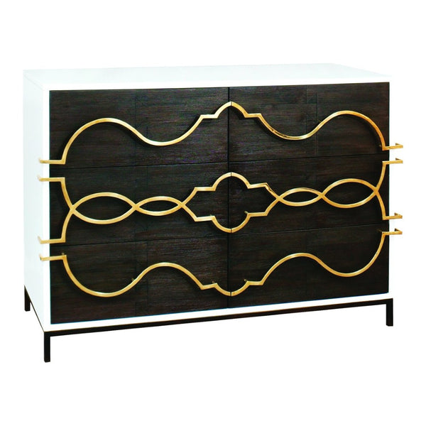 Atlas Stellenbosch Chest: Rustic Glam Six-Drawer Storage with Gold Hardware for Modern Farmhouse Style ST11077-01