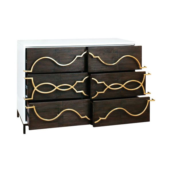 Atlas Stellenbosch Chest: Rustic Glam Six-Drawer Storage with Gold Hardware for Modern Farmhouse Style ST11077-01