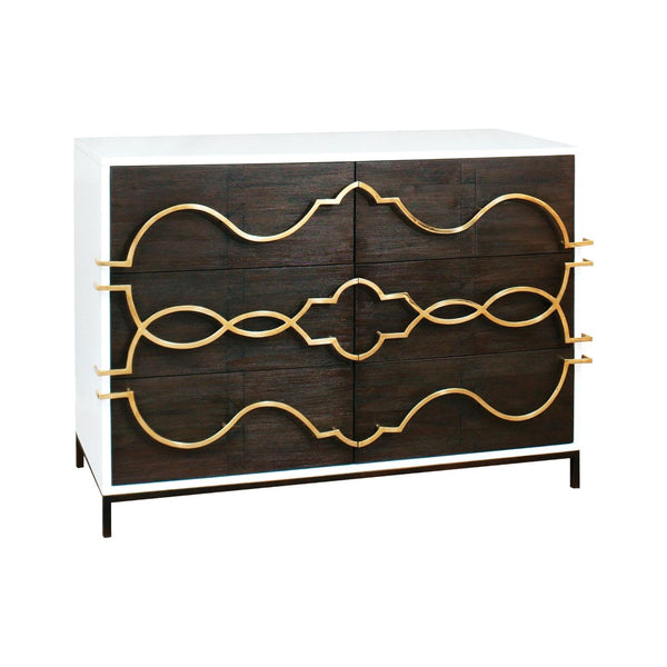 Atlas Stellenbosch Chest: Rustic Glam Six-Drawer Storage with Gold Hardware for Modern Farmhouse Style ST11077-01