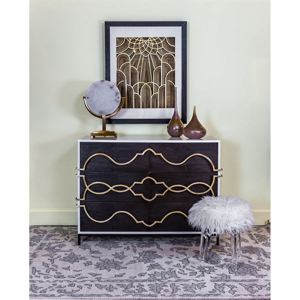 Atlas Stellenbosch Chest: Rustic Glam Six-Drawer Storage with Gold Hardware for Modern Farmhouse Style ST11077-01