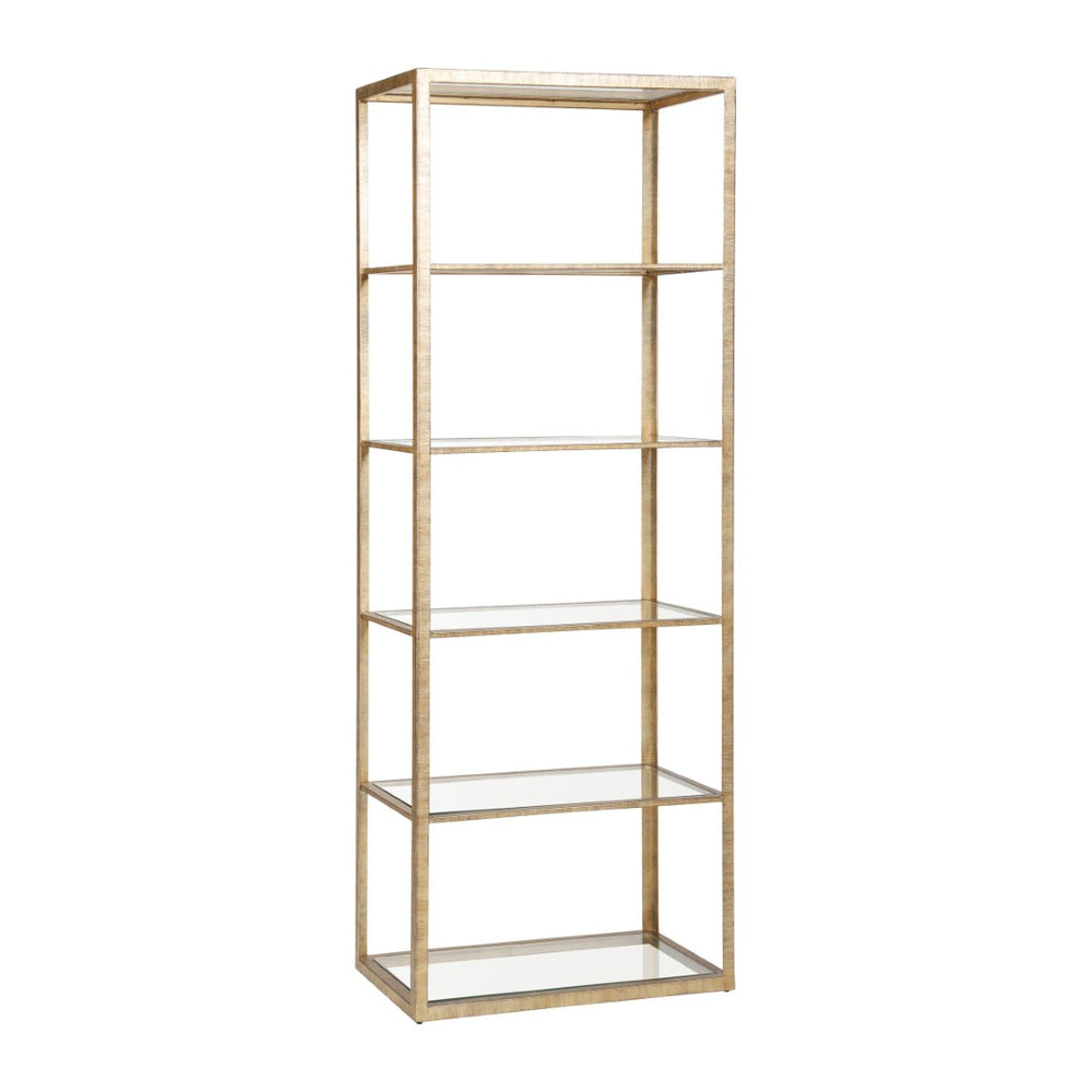 Atlas Strie Bookcase - Modern Glamorous Metal & Glass Shelving Unit for Stylish Living Room Organization ST11078-01