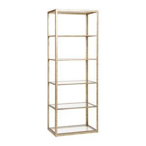 Atlas Strie Bookcase - Modern Glamorous Metal & Glass Shelving Unit for Stylish Living Room Organization ST11078-01