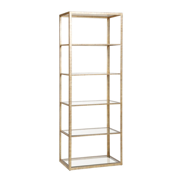 Atlas Strie Bookcase - Modern Glamorous Metal & Glass Shelving Unit for Stylish Living Room Organization ST11078-01