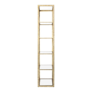 Atlas Strie Bookcase - Modern Glamorous Metal & Glass Shelving Unit for Stylish Living Room Organization ST11078-01