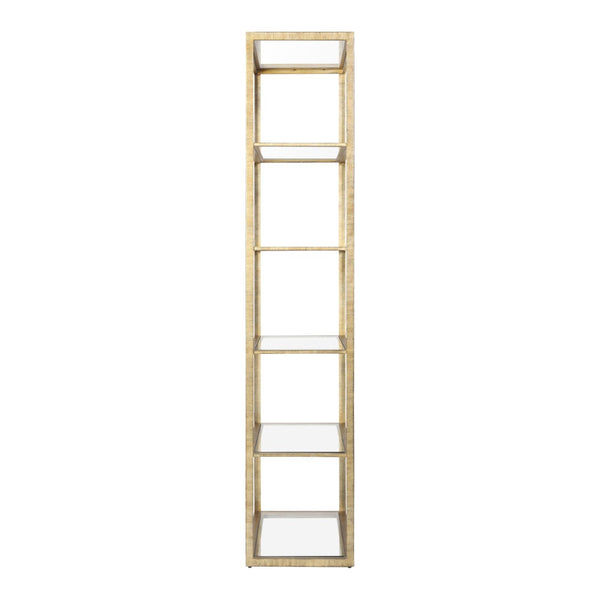 Atlas Strie Bookcase - Modern Glamorous Metal & Glass Shelving Unit for Stylish Living Room Organization ST11078-01