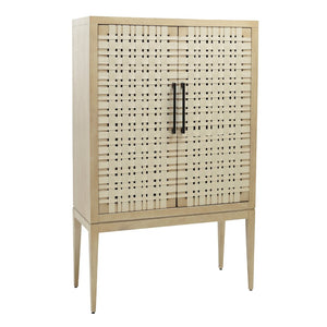 Atlas Sunset Harbor Cabinet - Coastal Tall Storage with Adjustable Shelves & Woven Cotton Webbing Design ST11079-01