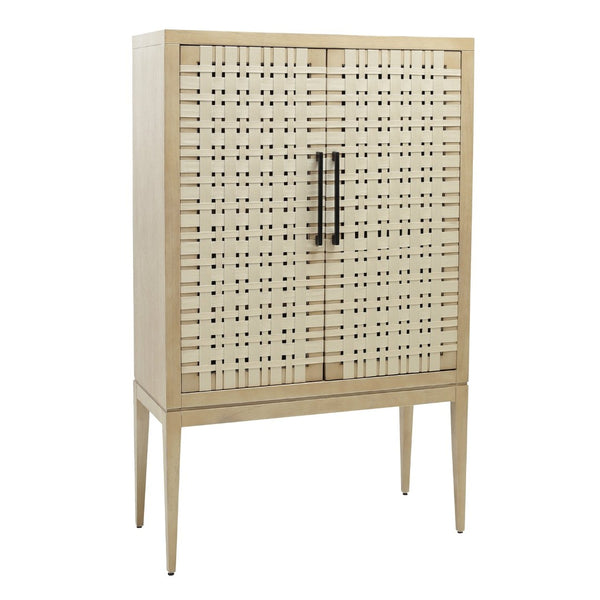 Atlas Sunset Harbor Cabinet - Coastal Tall Storage with Adjustable Shelves & Woven Cotton Webbing Design ST11079-01