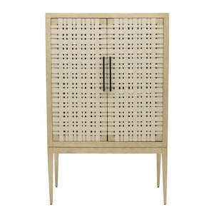 Atlas Sunset Harbor Cabinet - Coastal Tall Storage with Adjustable Shelves & Woven Cotton Webbing Design ST11079-01